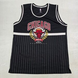 NBA Unk Brand CHICAGO BULLS Black Pinstripe‎ Mesh Basketball Jersey Men's XXL